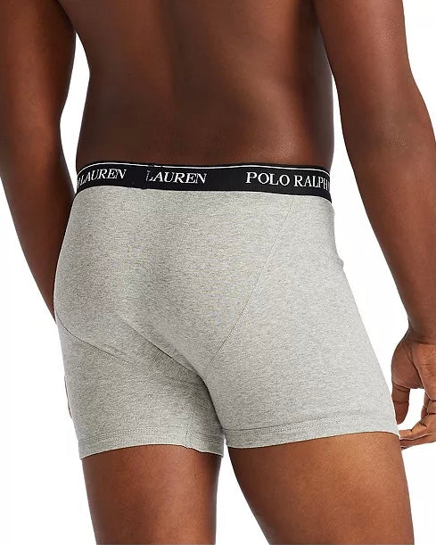 Paquete de 3 Boxer Briefs Polo Ralph Lauren 🏇🏼 Classic Fit Tela algodón stretch color rojo, negro y gris Talla M y L