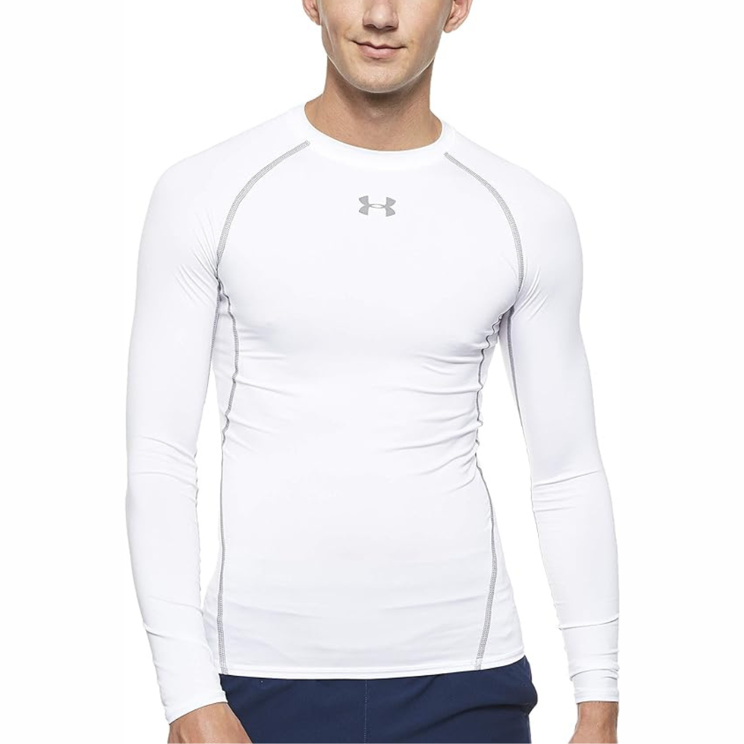 Camiseta de compresión Under Armour 🏋🏽 color blanco y logo en gris Talla Medium