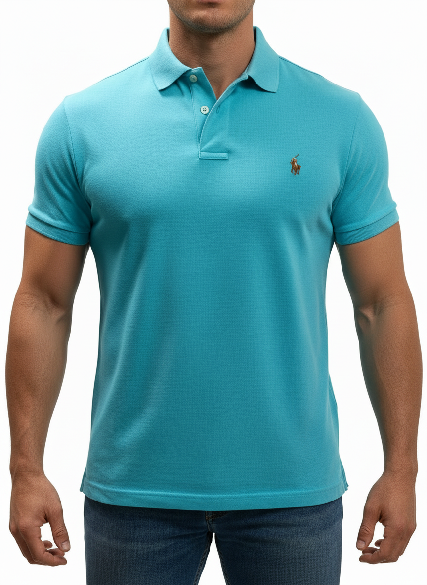 Camiseta Polo Ralph Lauren 🏇🏼 color turquesa Talla L Entalle Custom Slim Fit