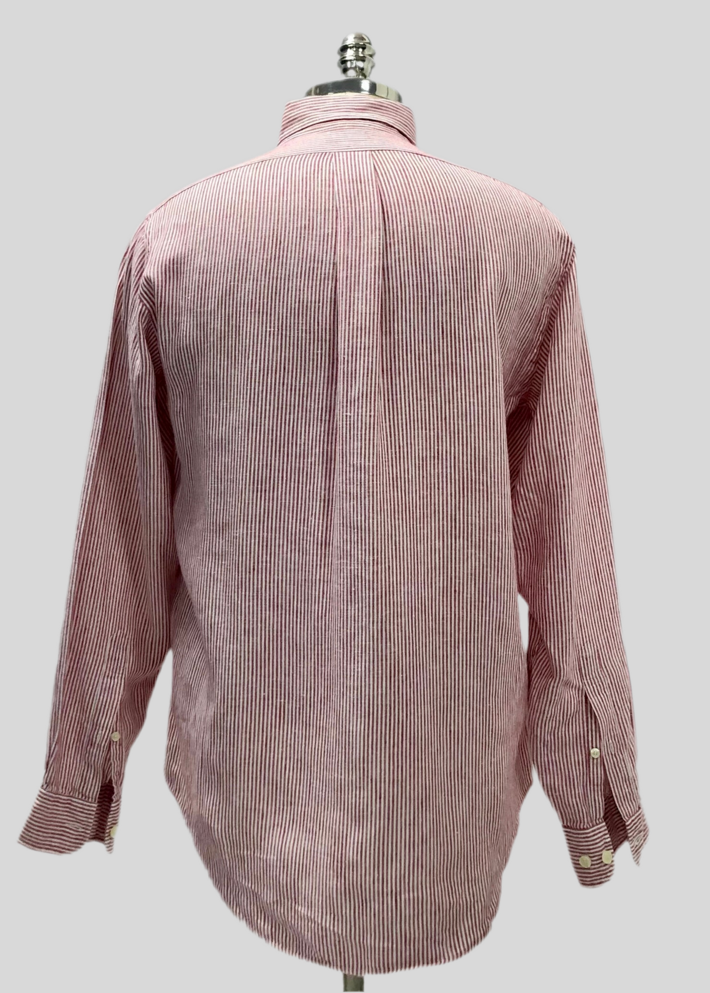 Camisa Brooks Brothers 🐑 De lino con rayas en color rojo claro y blanco Talla M Entalle Slim Fit