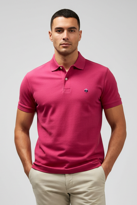 Camiseta Polo Brooks Brothers 🐑 color rosado intenso Talla M Entalle Slim Fit