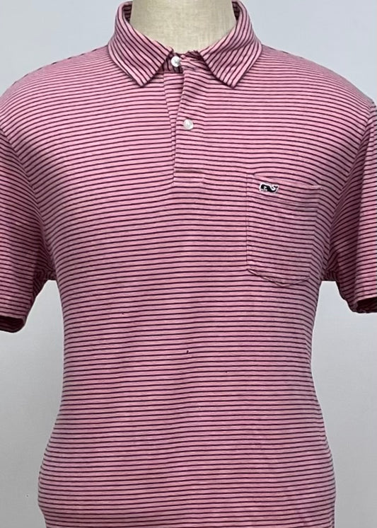 Camiseta Polo Vineyard Vines 🐳 con rayas en rosado y azul navy Talla L Entalle Regular