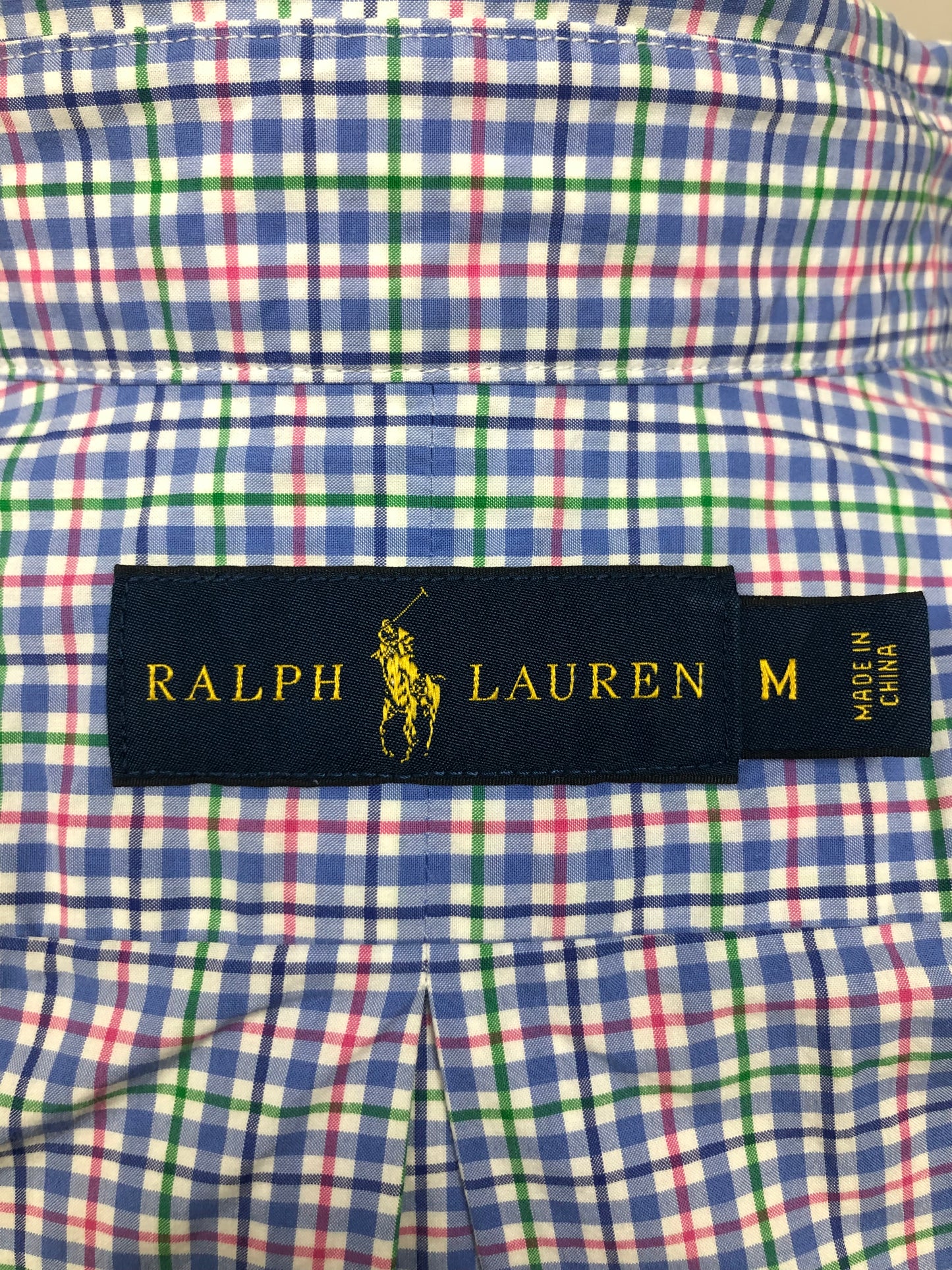Camisa Polo Ralph Lauren 🏇🏼 color blanco con patron de cuadros rosado, verde y celeste Talla M Entalle Regular