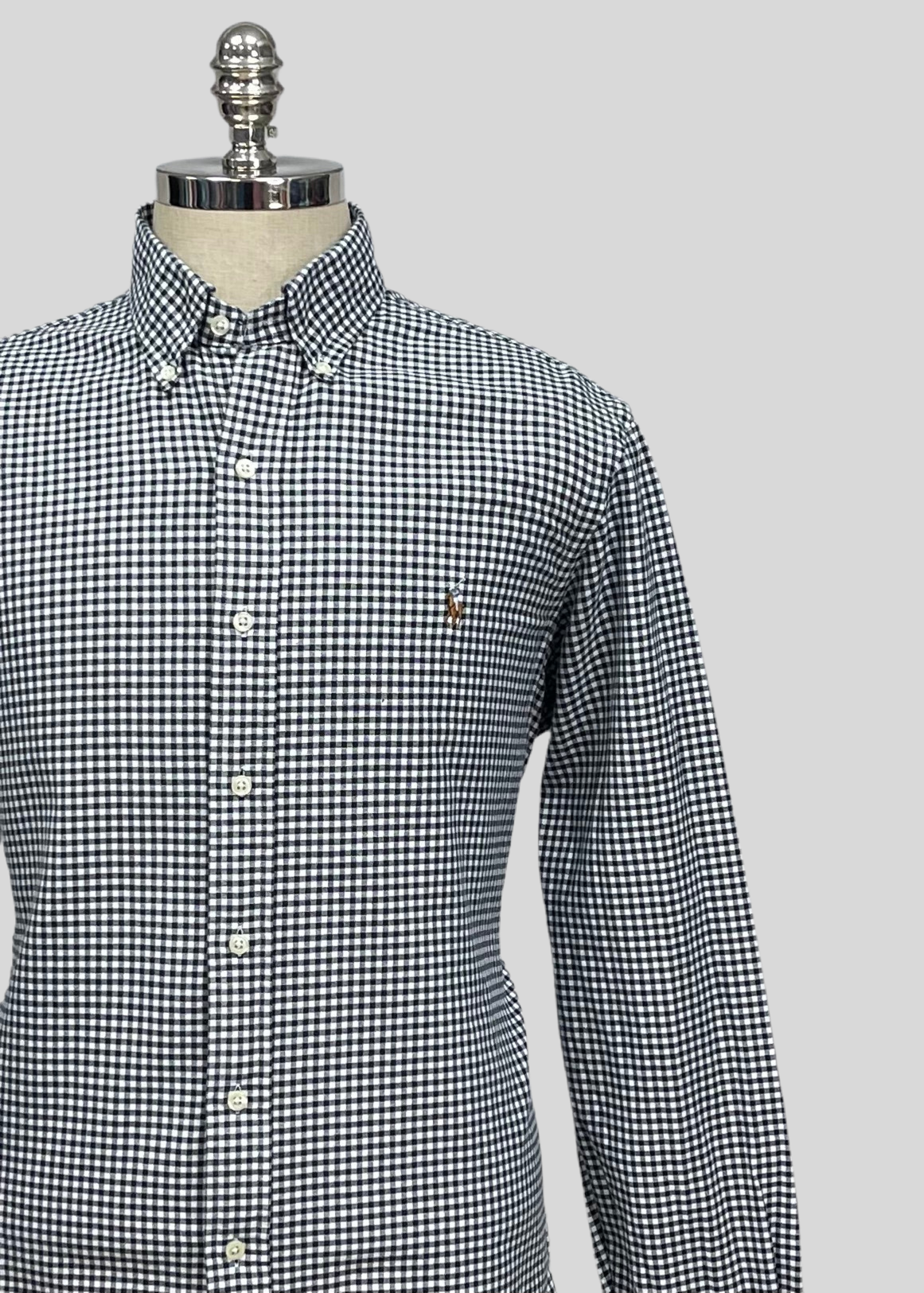 Camisa Polo Ralph Lauren 🏇🏼 con patron de cuadros gingham negro y blanco Talla L Entalle Regular