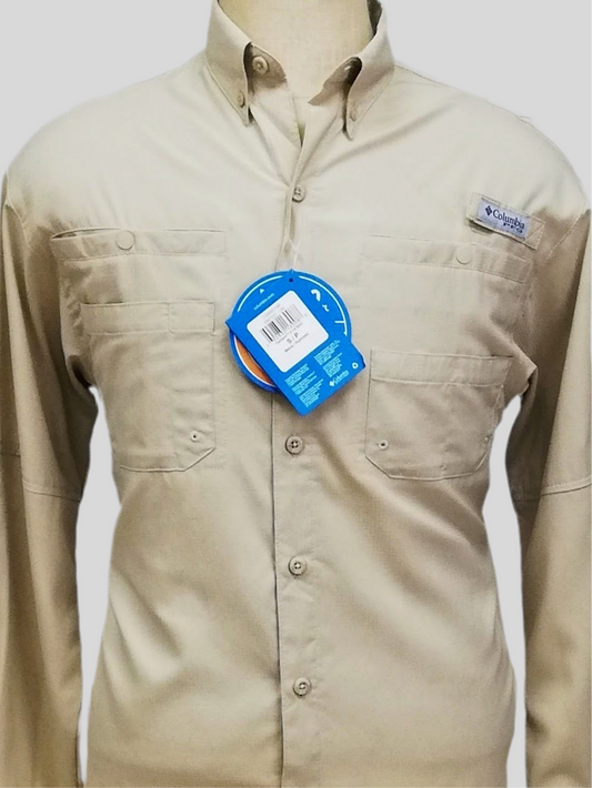 Camisa Columbia 🔹con bolsillo color Kaki claro con Omni Shade Talla S (ver descripción)