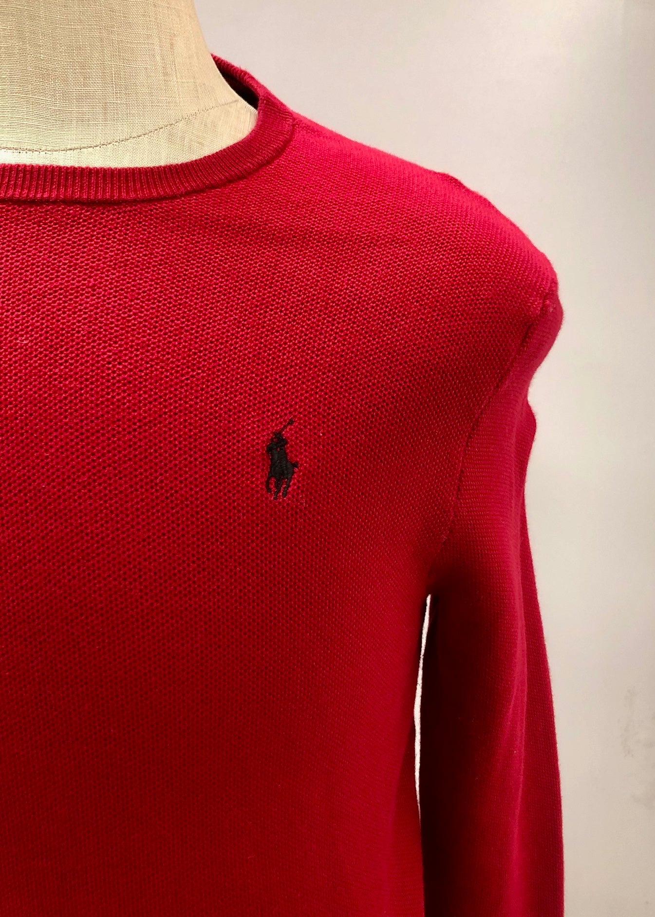 Sueter Jersey Polo Ralph Lauren 🏇🏼 cuello redondo color rojo con logo negro Talla M