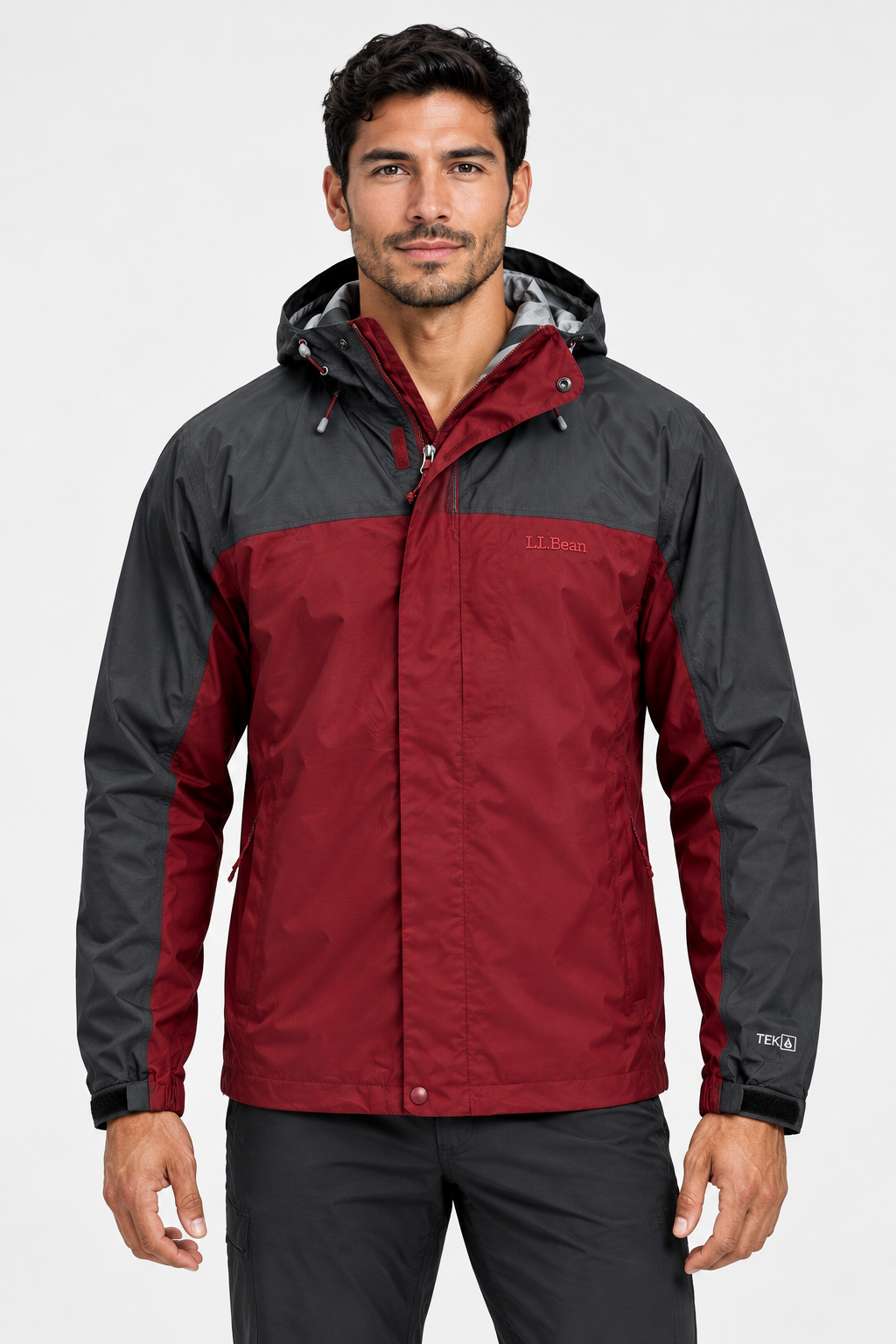 Jacket L.L.Bean ⛰️ color rojo y gris oscuro con zíper completo Talla L