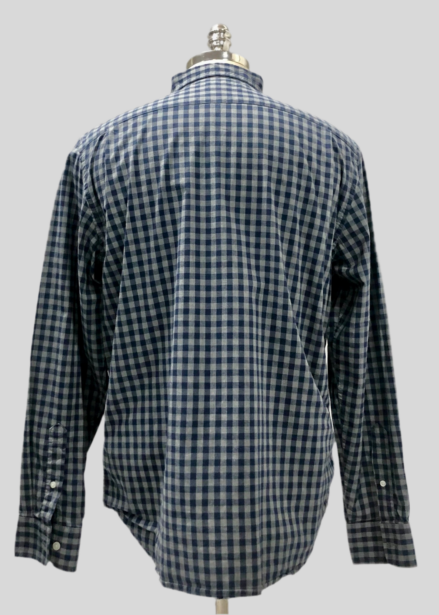 Camisa de botones Old Navy de cuadros color gris y azul navy Talla L Entalle Regular