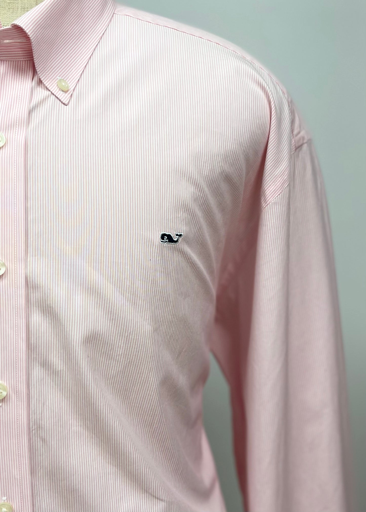 Camisa de cuadros Vineyard Vines 🐳 de rayas color rosado claro y blanco Talla XXL Entalle Regular