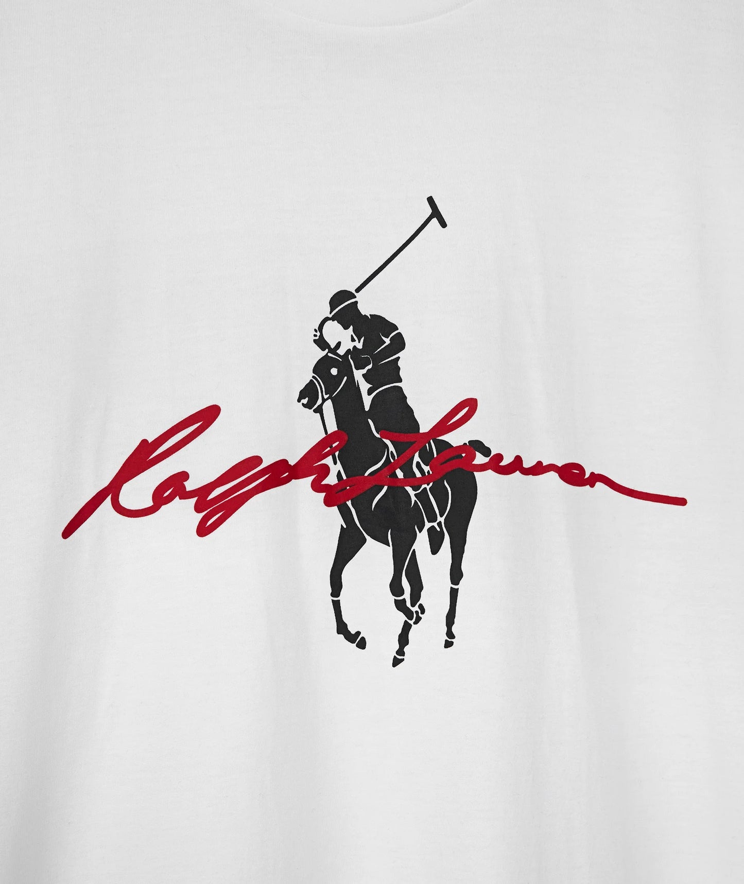 Camiseta cuello redondo Polo Ralph Lauren 🏇🏼 color blanco con diseño de logo en azul y rojo Talla Medium Entalle Clásico