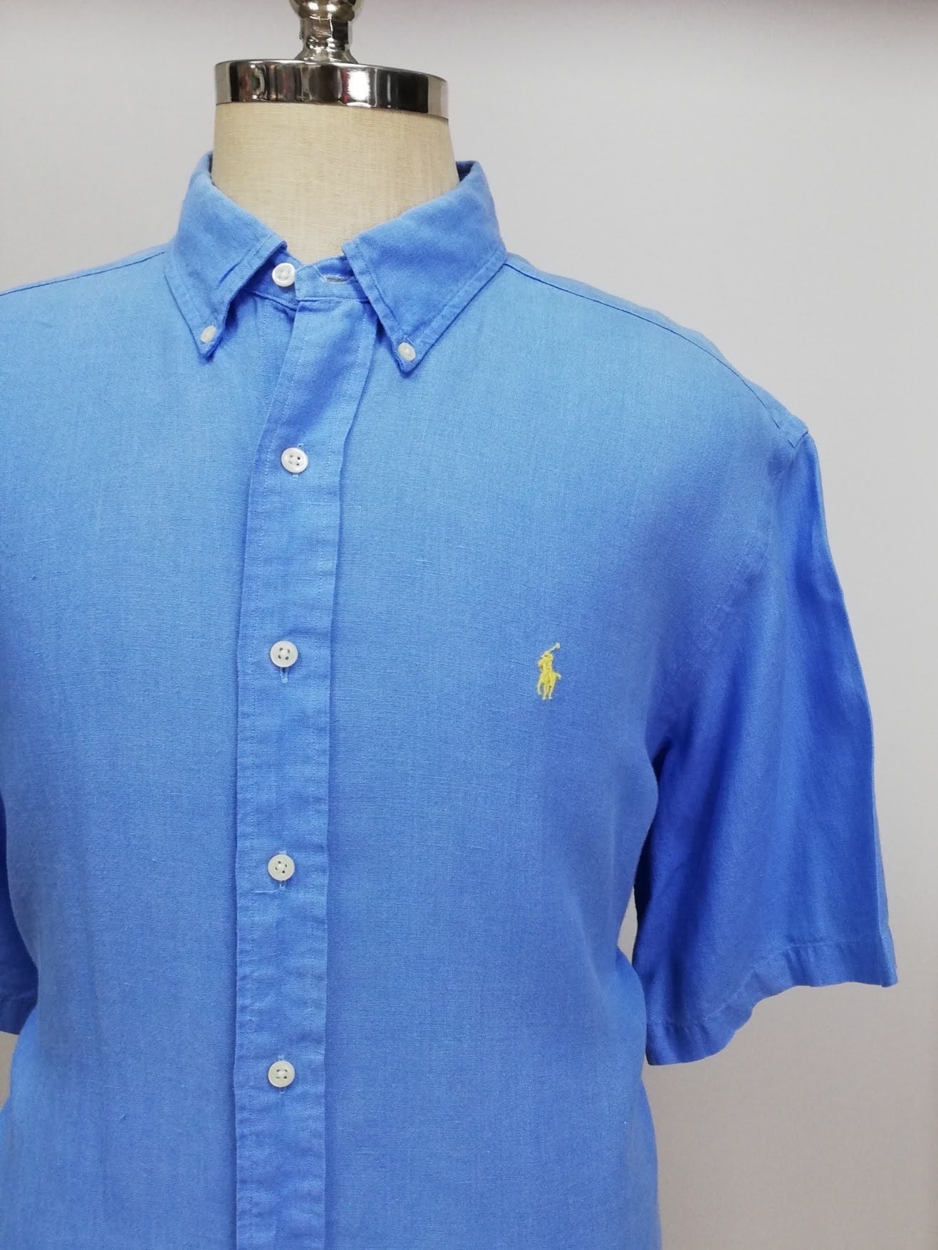 Camisa Polo Ralph Lauren 🏇🏼 de Lino en color celeste Talla XXL Entalle Clásico