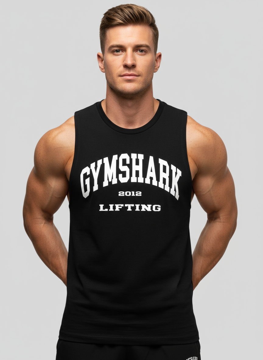 Camiseta de entrenamiento sin mangas Gymshark 🏋🏽 color negro y logo Lifting en blanco Talla S y M