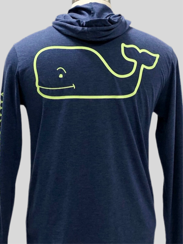 Camiseta con capucha Vineyard Vines 🐳 color azul grisaceo con Diseño de Ballena Talla S