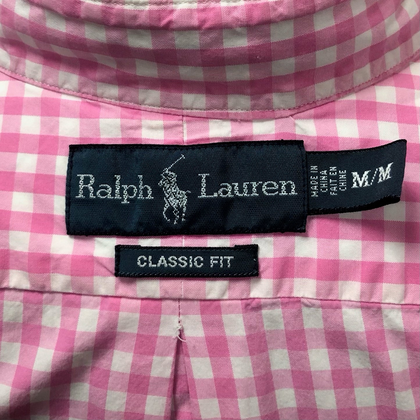 Camisa Polo Ralph Lauren 🏇🏼 con patrón de cuadros gingham rosado y blanco Talla M Entalle Clásico (ver descripción)