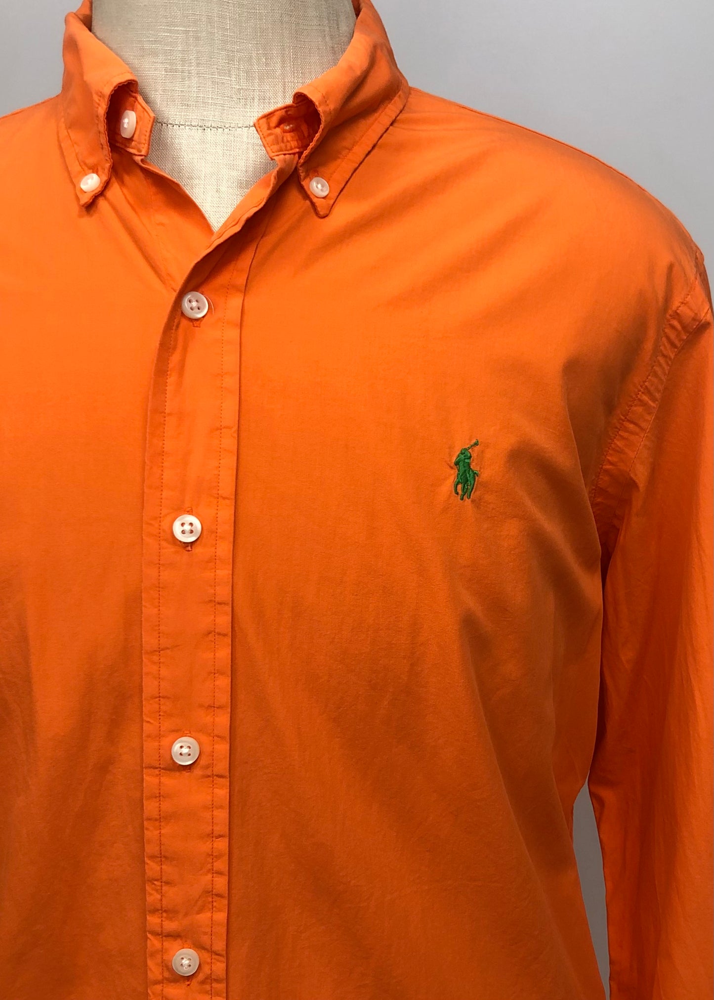 Camisa de botones Polo Ralph Lauren 🏇🏼 Bermuda Poplin en color naranja Talla XL Entalle Regular