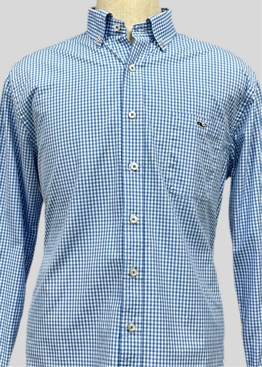 Camisa de cuadros Vineyard Vines 🐳 en color Celeste y blanco Talla XXL Entalle Slim Fit