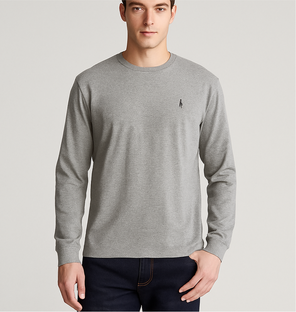 Camiseta cuello redondo Polo Ralph Lauren 🏇🏼 color gris claro manga larga Talla L Entalle Regular