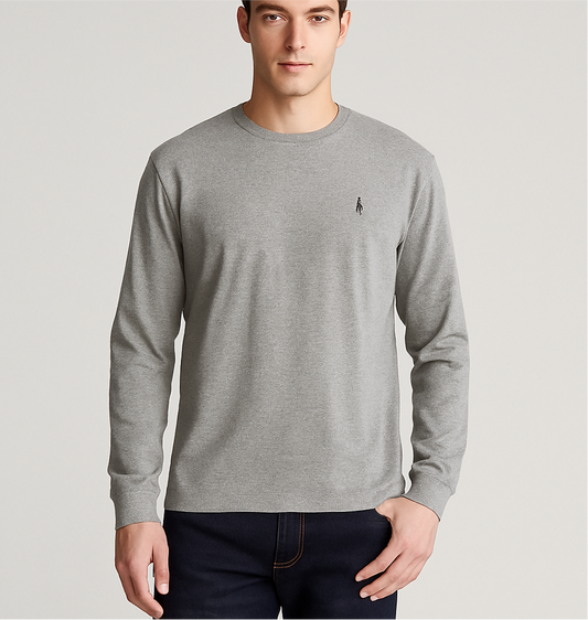 Camiseta cuello redondo Polo Ralph Lauren 🏇🏼 color gris claro manga larga Talla L Entalle Regular