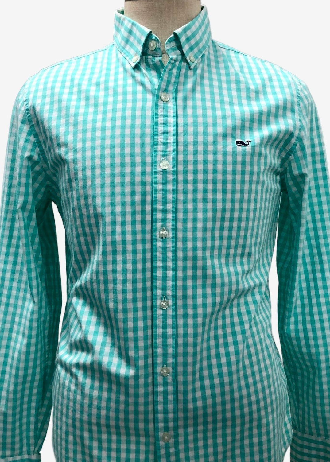 Camisa de botones Vineyard Vines 🐳 de cuadros en color turquesa y blanco Talla M Entalle Slim Fit