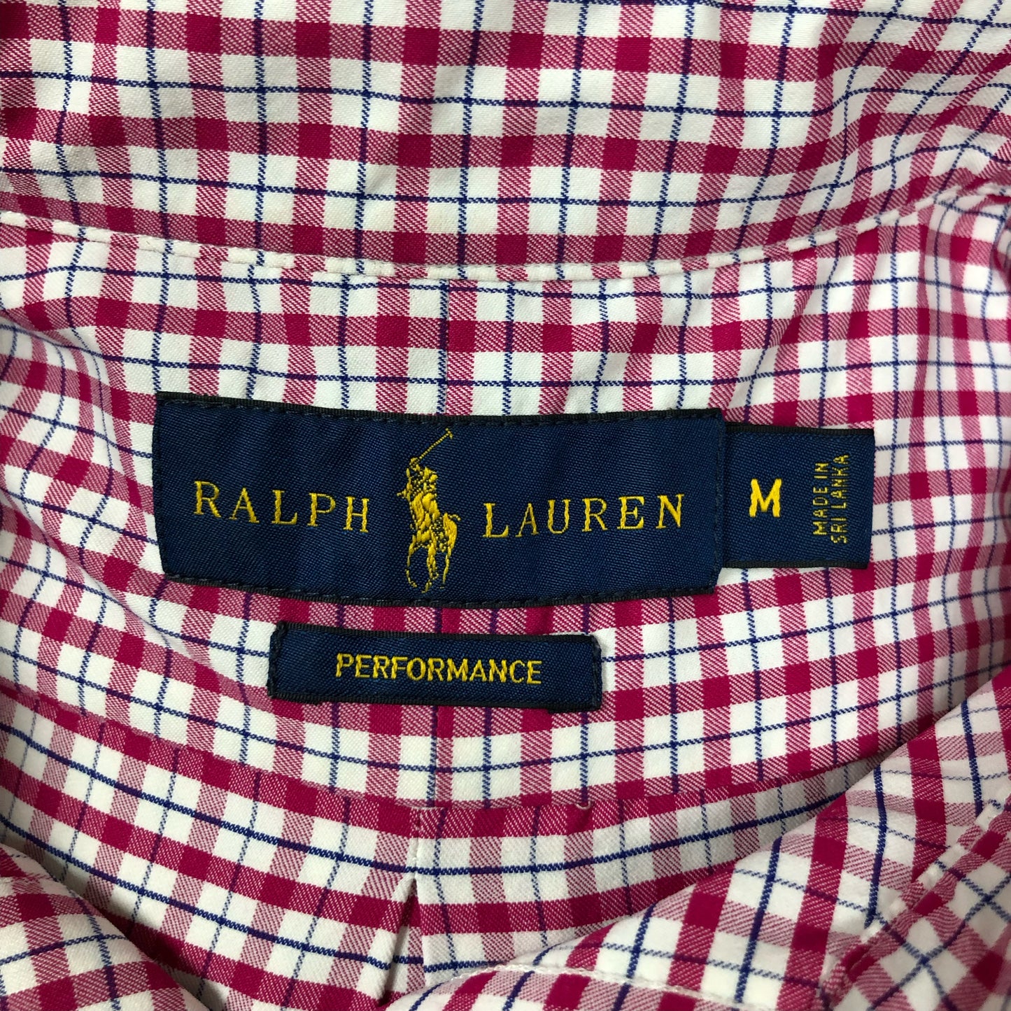 Camisa Polo Ralph Lauren 🏇🏼 color blanco con patrón de cuadros rojo y negro Talla M Entalle Regular