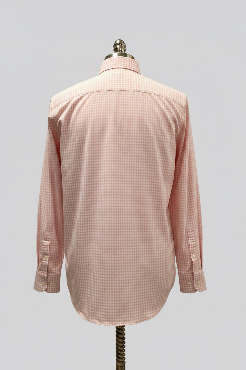 Camisa de botones Brooks Brothers 🐑 de cuadros gingham en color rosado claro y blanco Talla L Entalle Regular