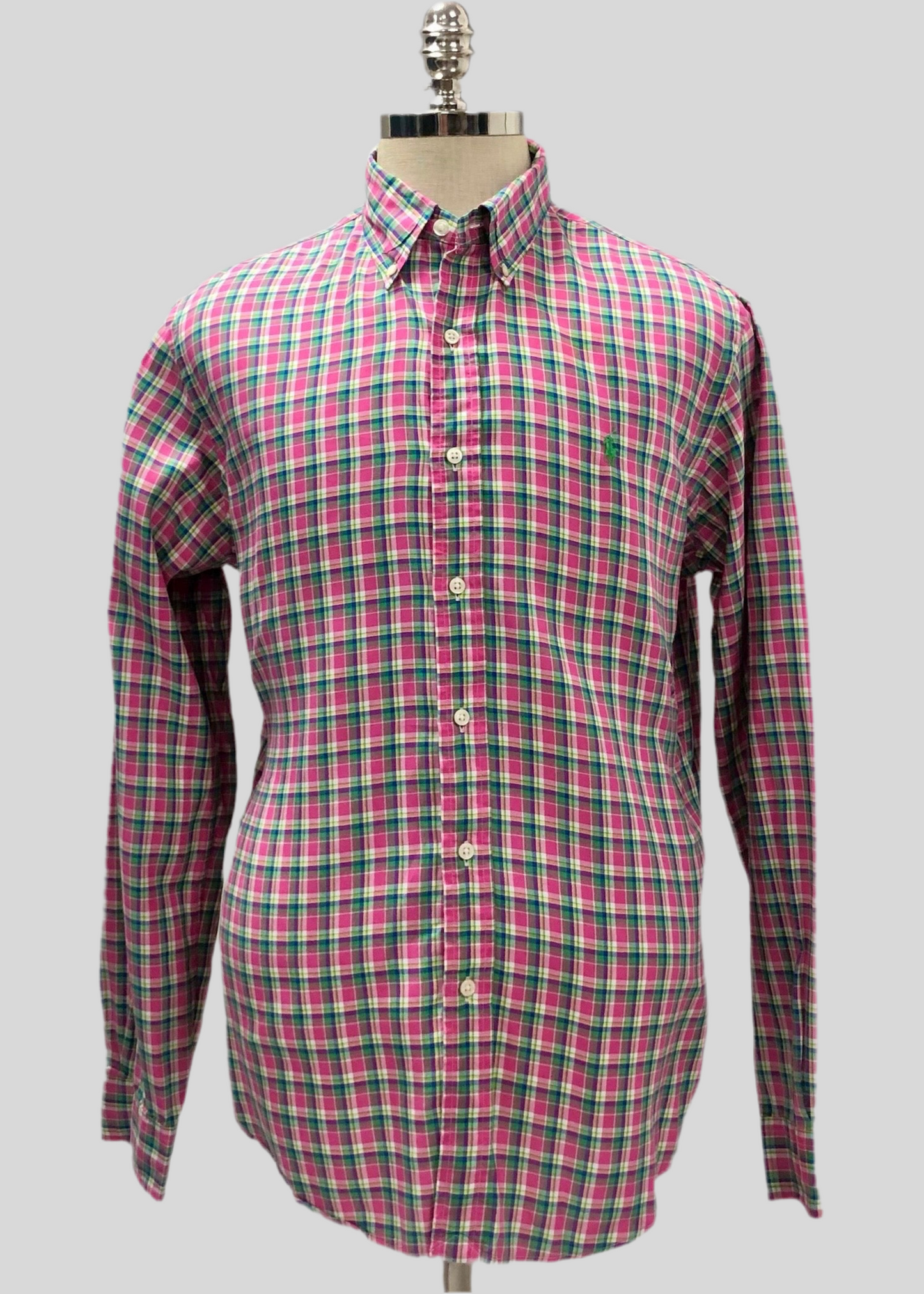 Camisa de botones Polo Ralph Lauren 🏇🏼 de cuadros rosado, verde, azul y blanco Talla L Entalle Regular
