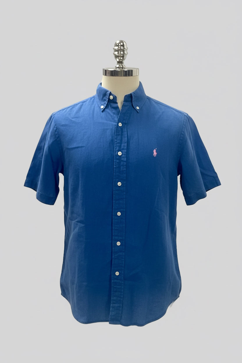 Camisa de botones Polo Ralph Lauren 🏇🏼 De Lino en color azul Talla M Entalle Clásico
