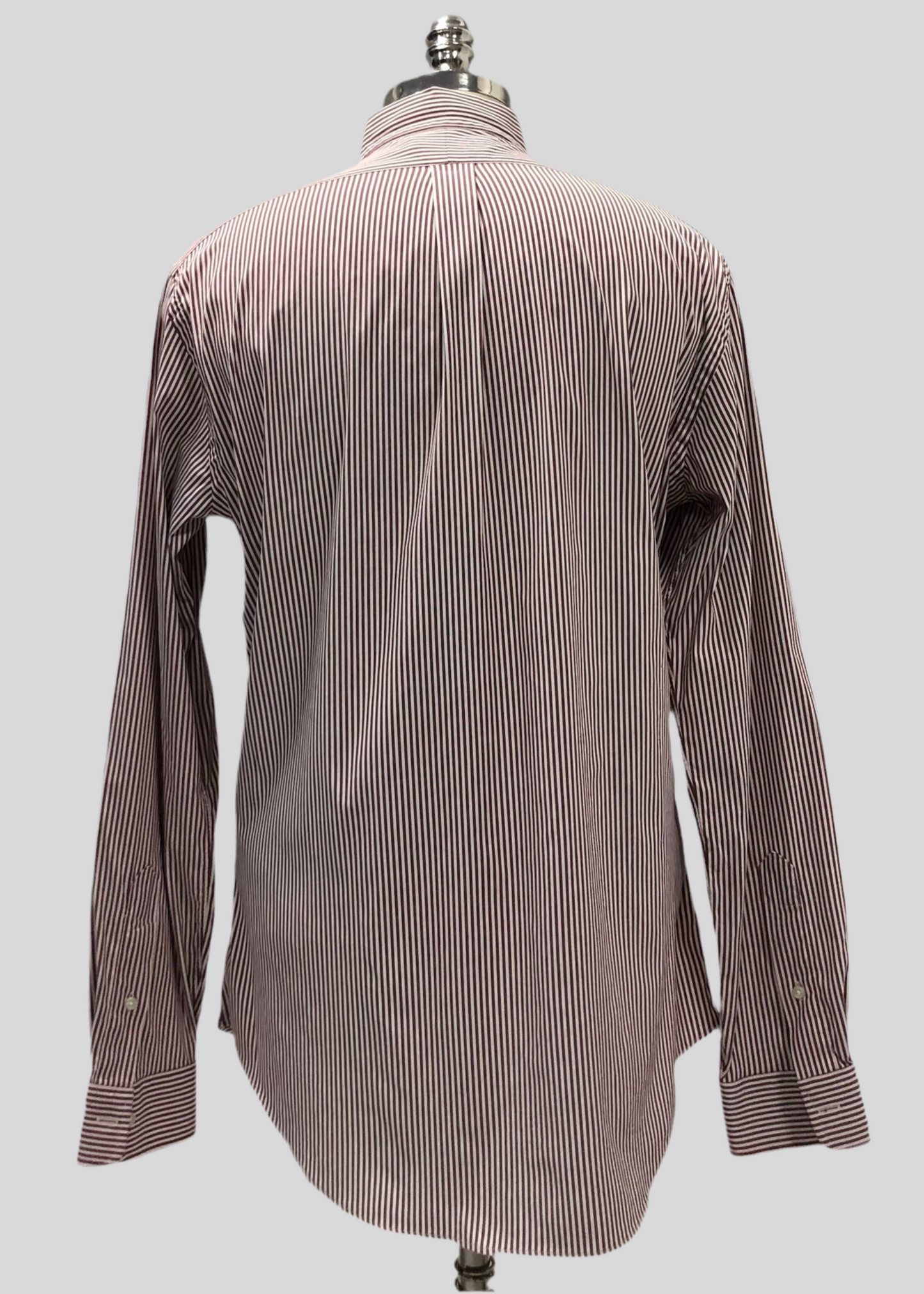 Camisa Polo Ralph Lauren 🏇🏼 Performance color blanco con patrón de rayas en rojo oscuro Talla L Entalle Slim Fit
