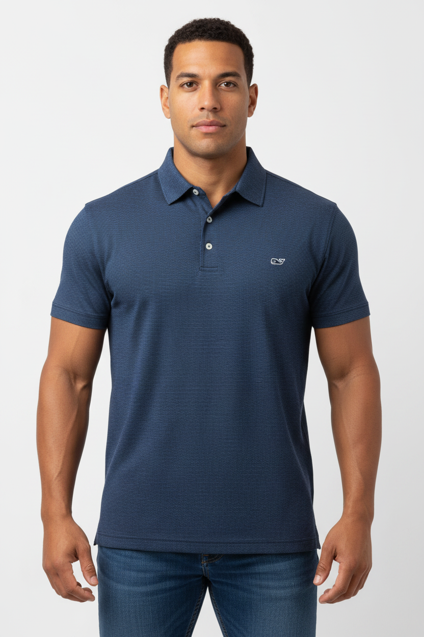 Camiseta Polo Vineyard Vines 🐳 Performance con rayas en azul y blanco Talla L Entalle Regular