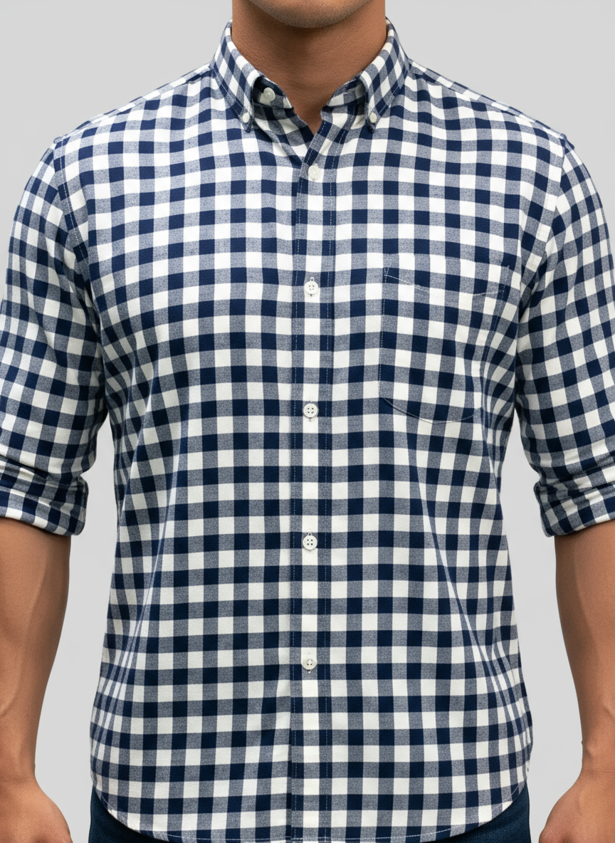 Camisa J.Crew 🇺🇸 con patrón de cuadros en color negro y blanco Talla L Entalle Slim Fit