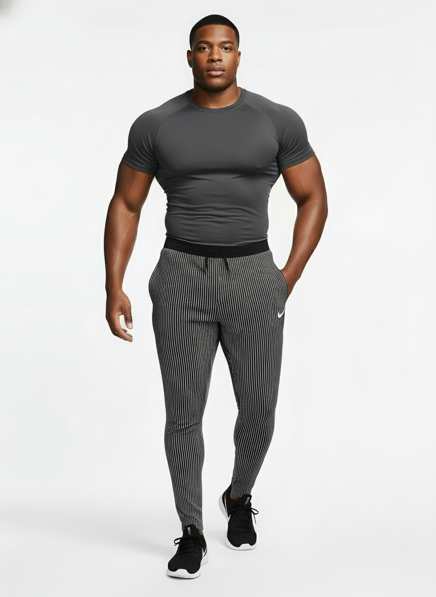 Pantalón de entrenamiento Nike ✔️ Pro Dri-FIT para hombre de rayas en color negro y blanco Talla XXL