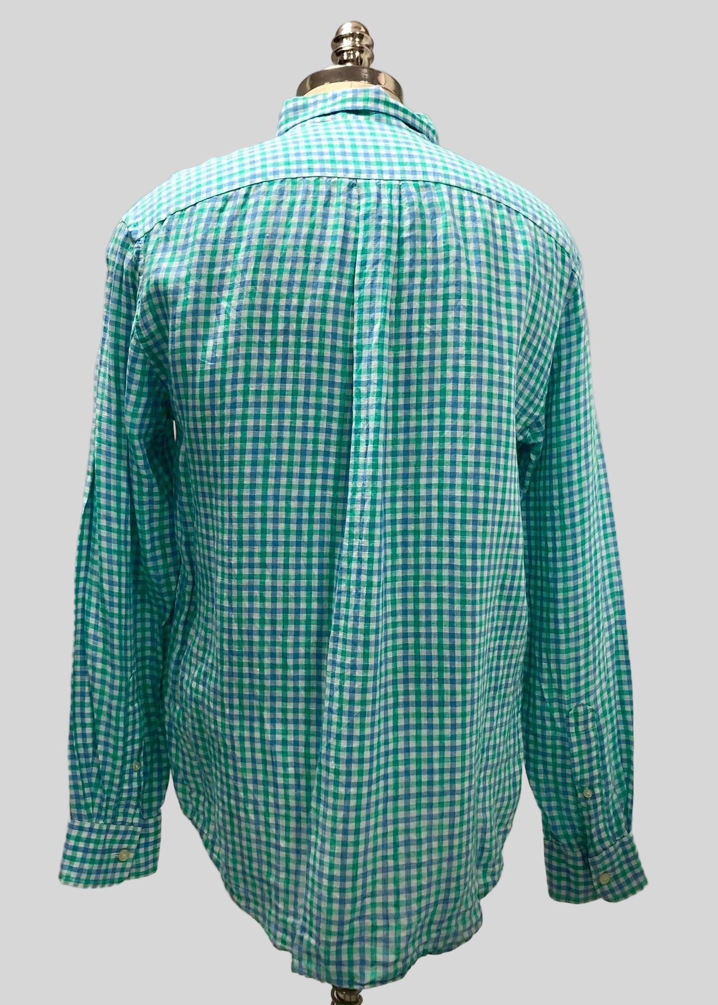 Camisa de botones Vineyard Vines 🐳 De Lino color blanco de cuadros en celeste y turquesa Talla M Entalle Clásico