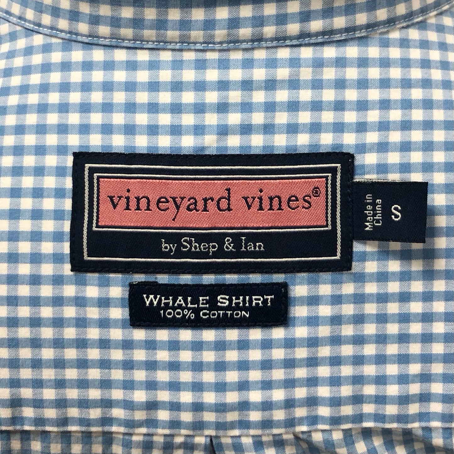 Camisa Vineyard Vines 🐳 con patron cuadros gingham en color celeste y blanco Talla M Entalle Regular