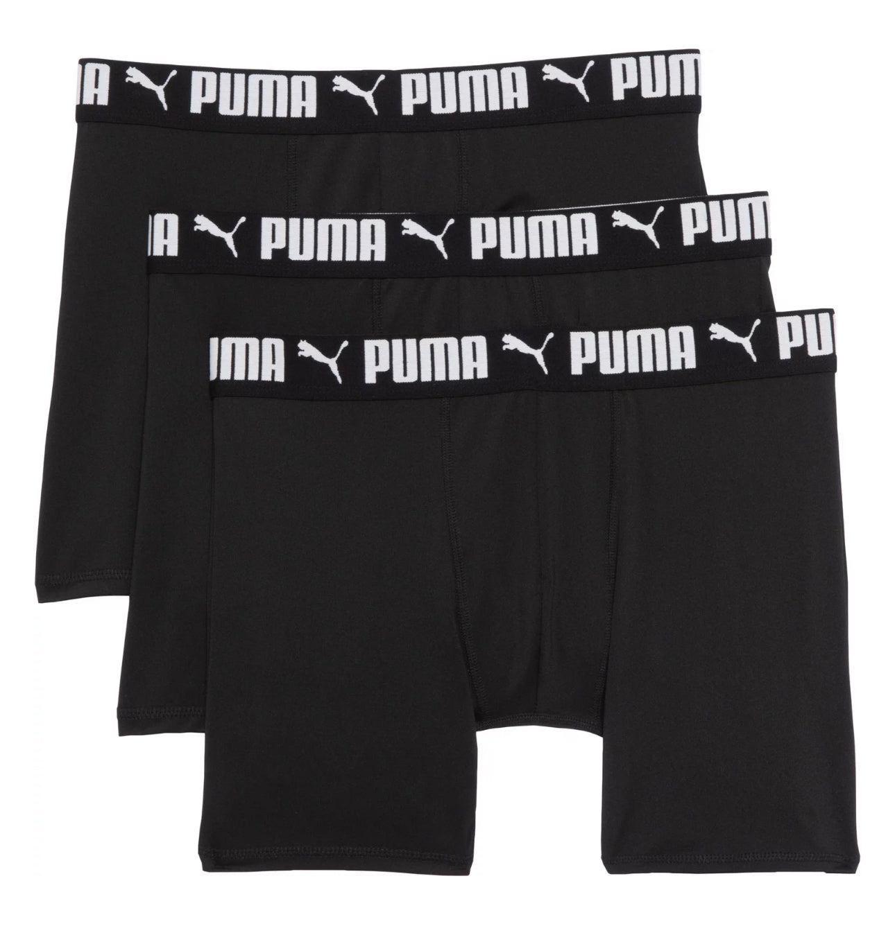 Combo de 3 Boxers Briefs Puma 🐆 Tela Performance color Negro y logo blanco Talla S