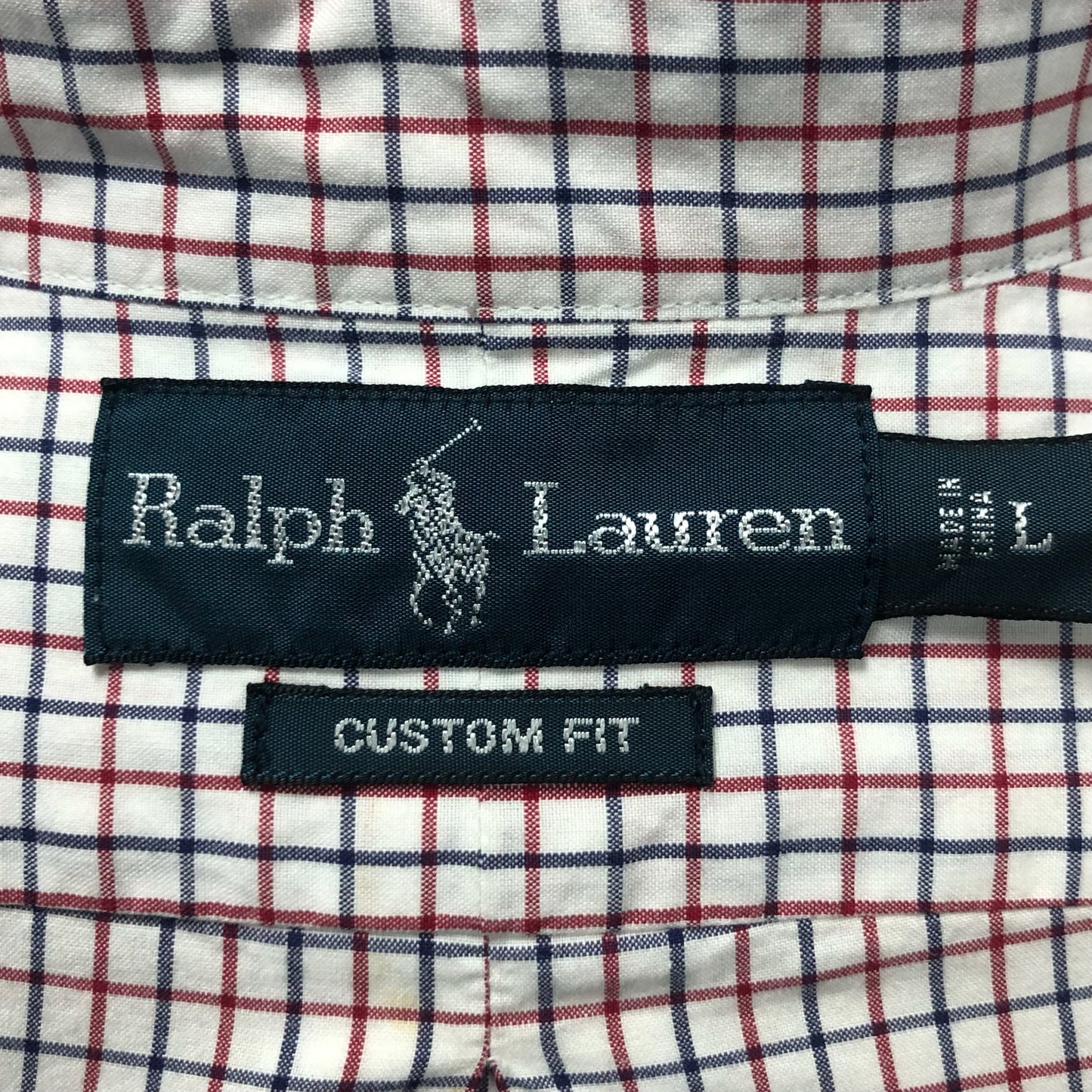 Camisa de botones Polo Ralph Lauren 🏇🏼 Color blanco de cuadros en color rojo y azul Talla L Entalle Custom Fit (ver descripción)
