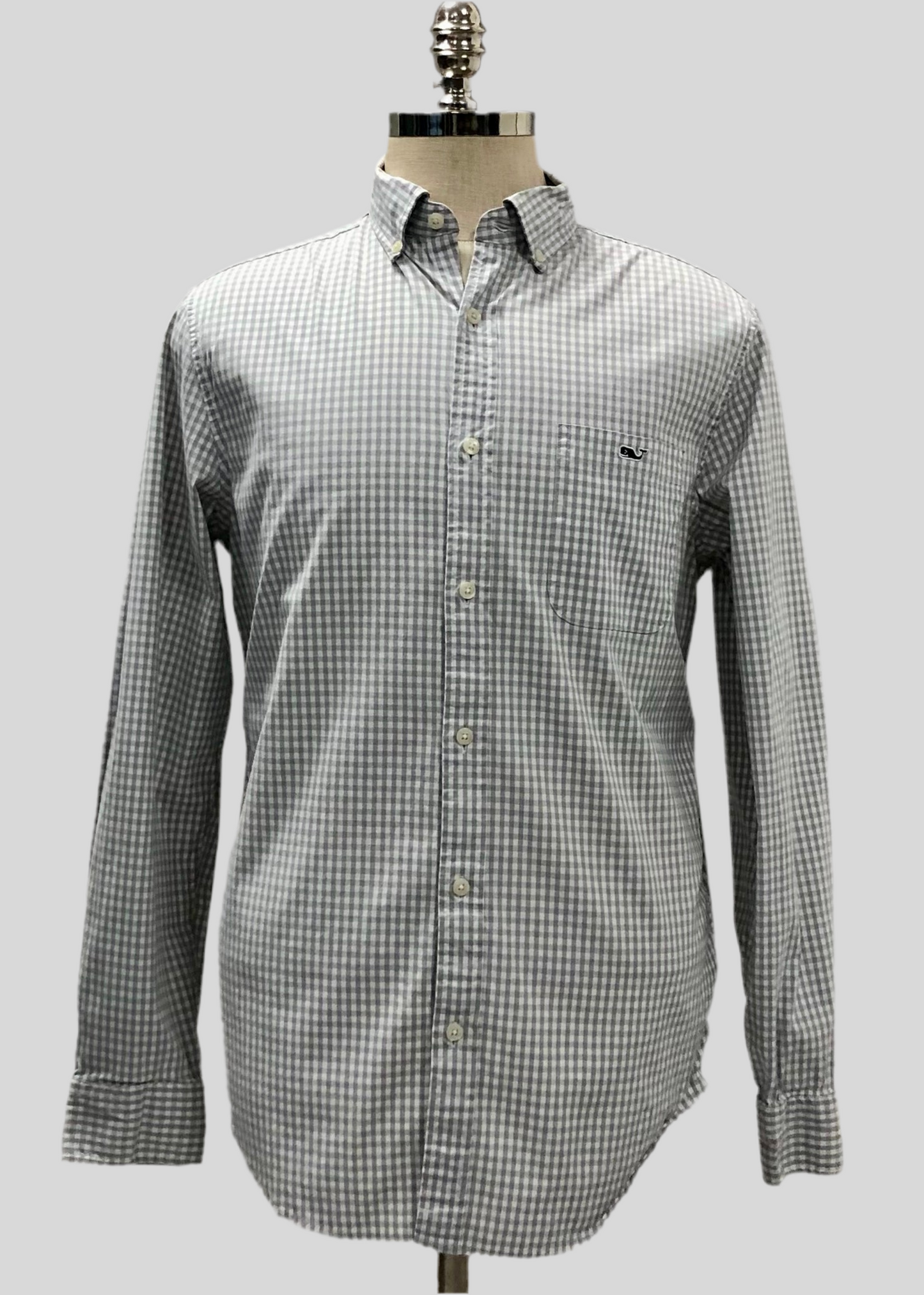 Camisa Vineyard Vines 🐳 de cuadros gingham en color gris y blanco Talla M Entalle Clasico