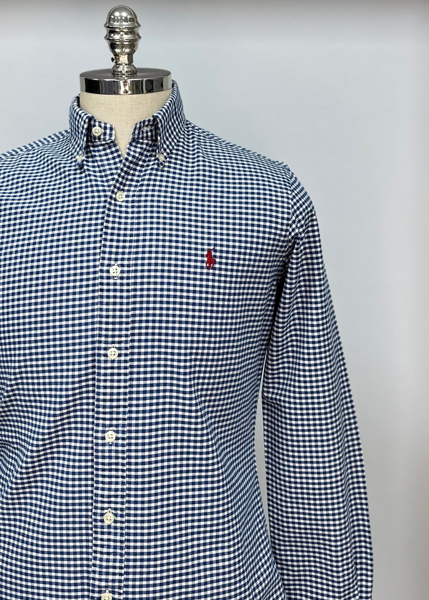 Camisa Polo Ralph Lauren 🏇🏼 Oxford con patron de cuadros gingham azul y blanco Talla M Entalle Clásico