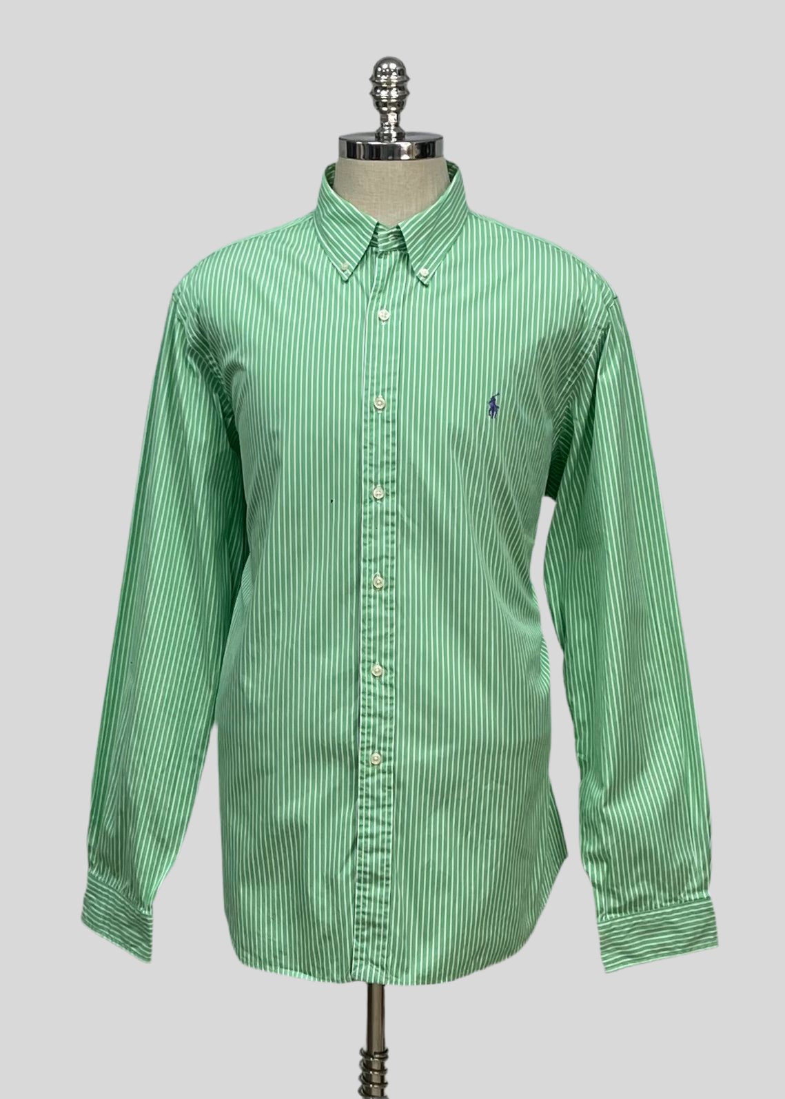 Camisa Polo Ralph Lauren 🏇🏼 color verde con patron de rayas en color blanco Talla XXL Entalle Custom Fit