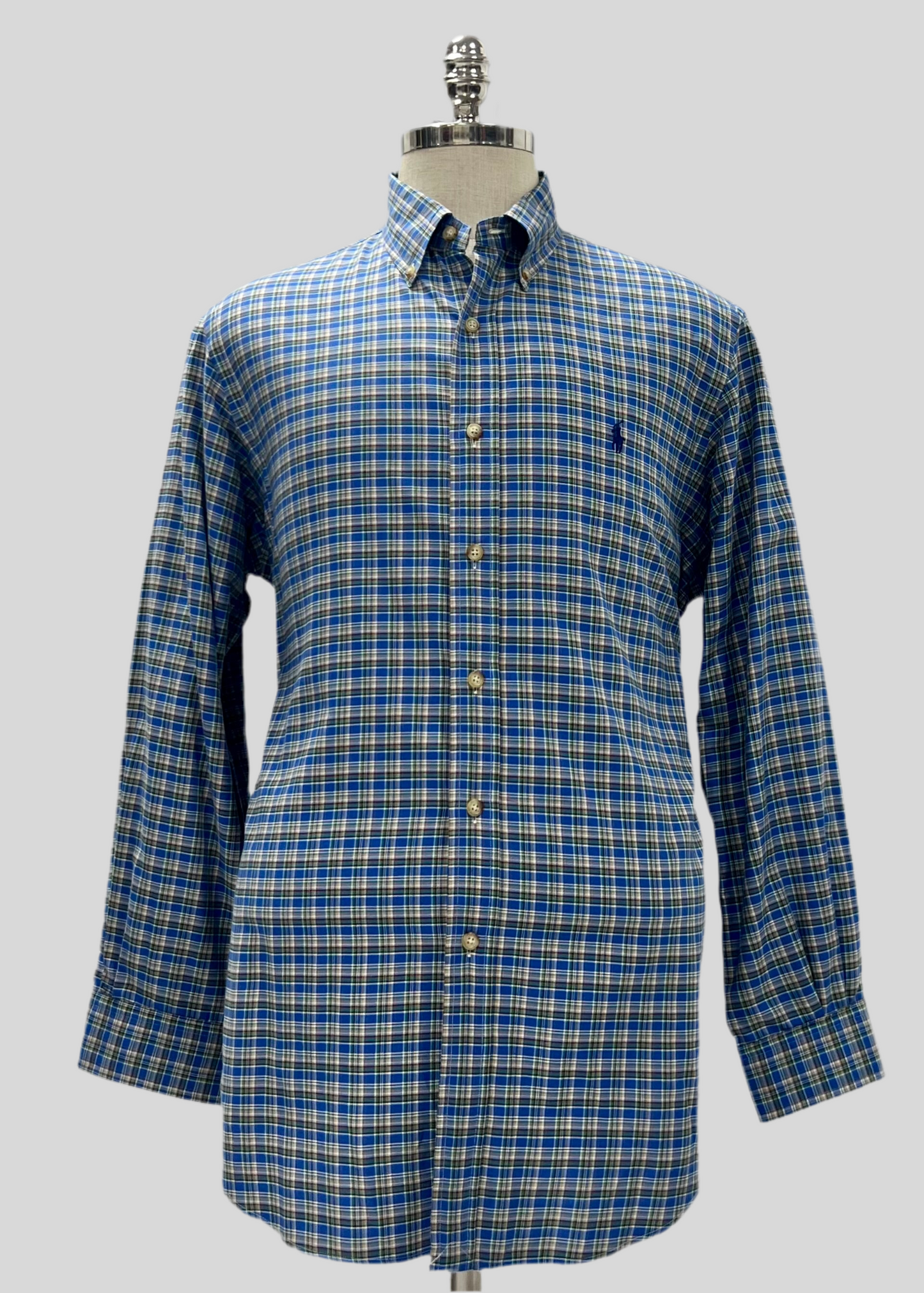 Camisa Polo Ralph Lauren 🏇🏼 de cuadros en color azul, verde y kaki Talla L Entalle Regular