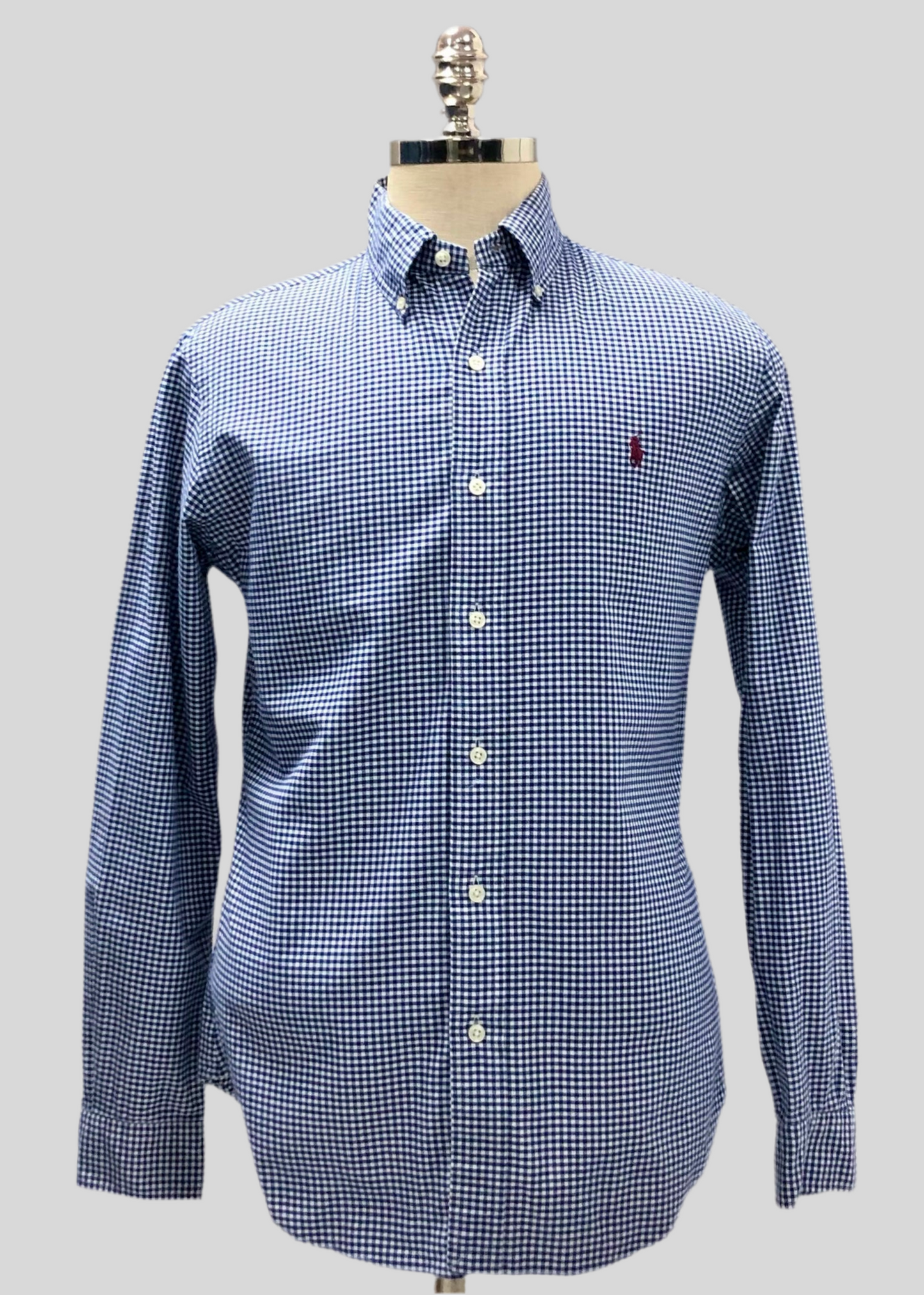 Camisa Polo Ralph Lauren 🏇🏼 Oxford con patron de cuadros gingham azul y blanco Talla M Entalle Slim Fit
