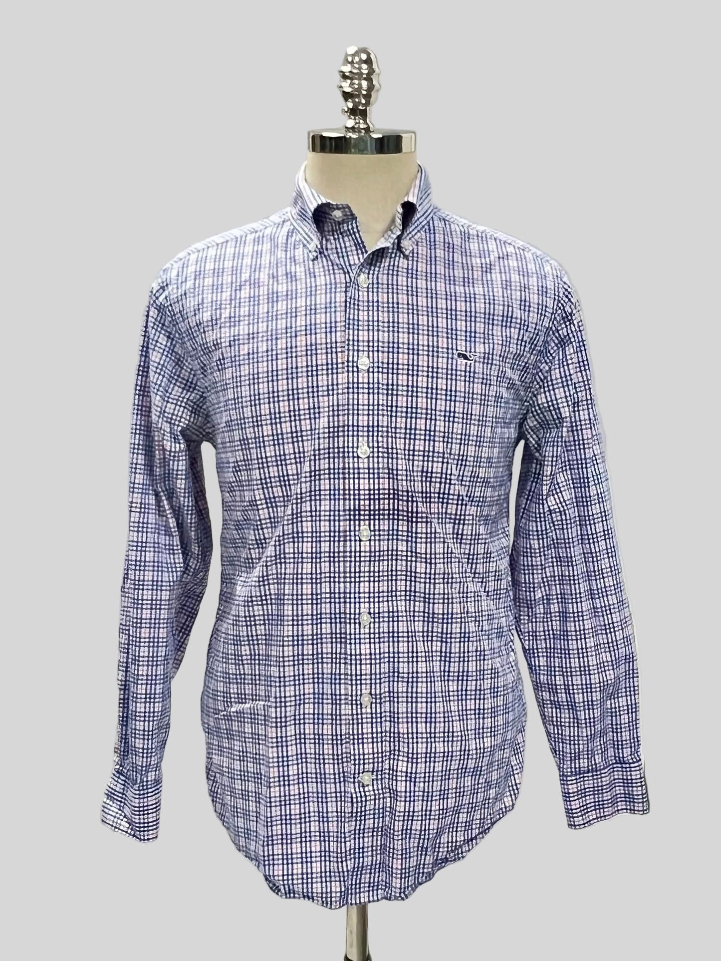 Camisa Vineyard Vines 🐳 color blanco de cuadros en color rosado y azul Talla M Entalle Slim Fit (ver descripción)