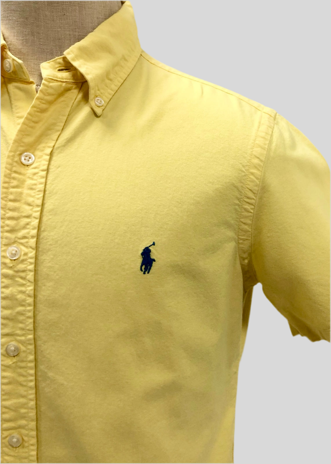 Camisa de botones Polo Ralph Lauren 🏇🏼  Oxford en color amarillo intenso Talla S Entalle Regular