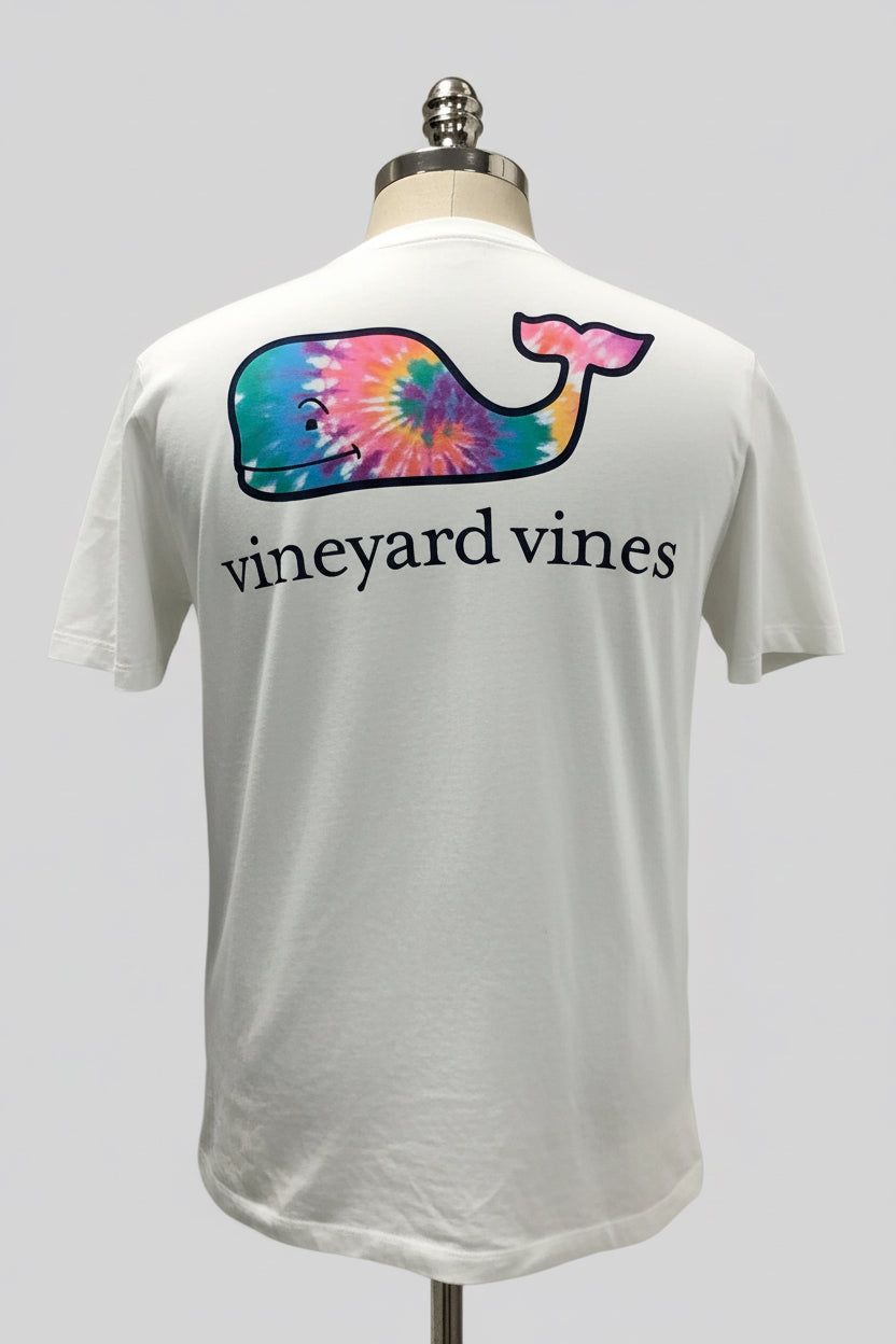 Camiseta cuello redondo Vineyard Vines 🐳 color blanco con Diseño de ballena multicolor Talla S