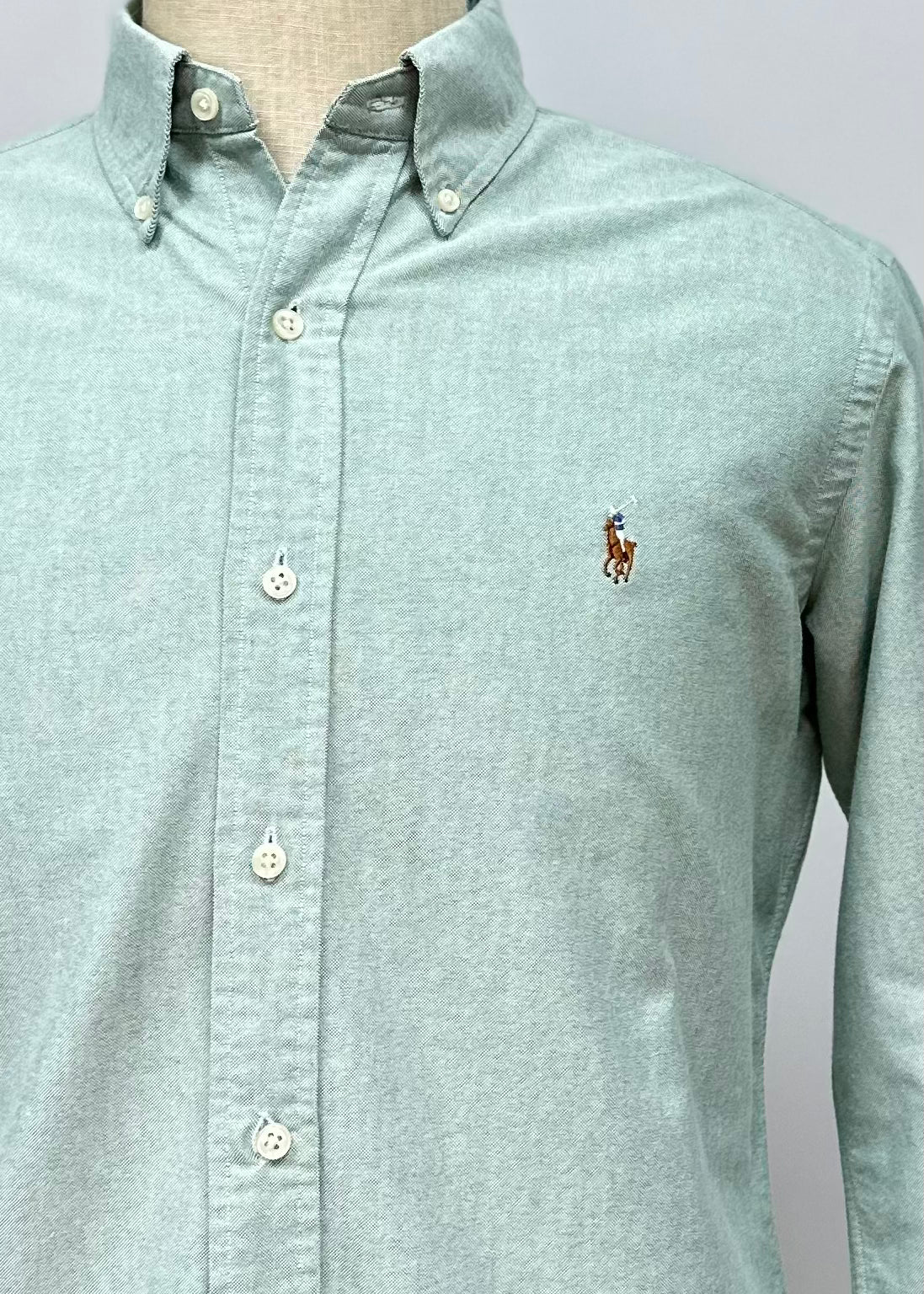 Camisa de botones Polo Ralph Lauren 🏇🏼 Oxford en color verde menta Talla L Entalle Clásico