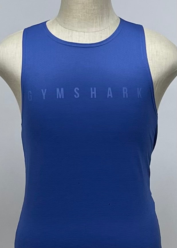 Camiseta de entrenamiento sin mangas Gymshark 🏋🏽 color azul y logo en celeste Talla S