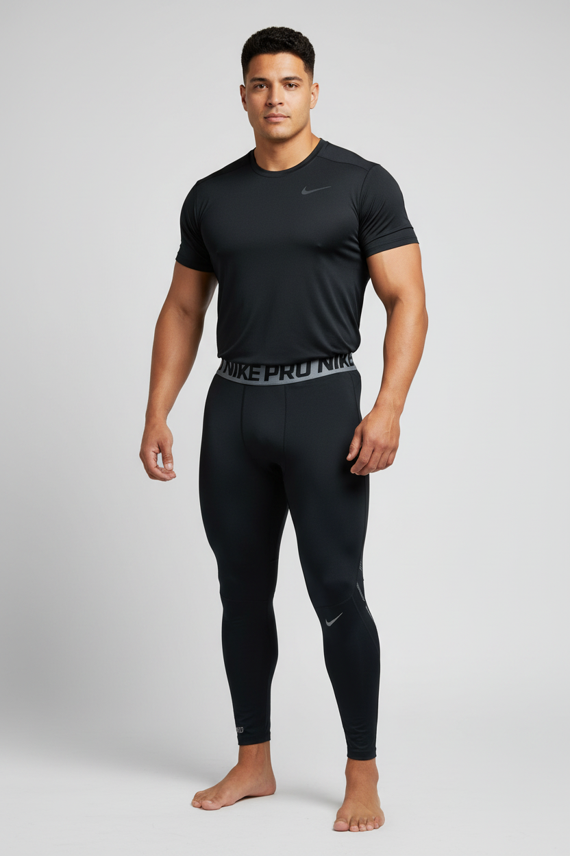 Malla de entrenamiento licra Nike ✔️ Pro Dri-FIT para hombre en Color negro cintura gris Talla XL