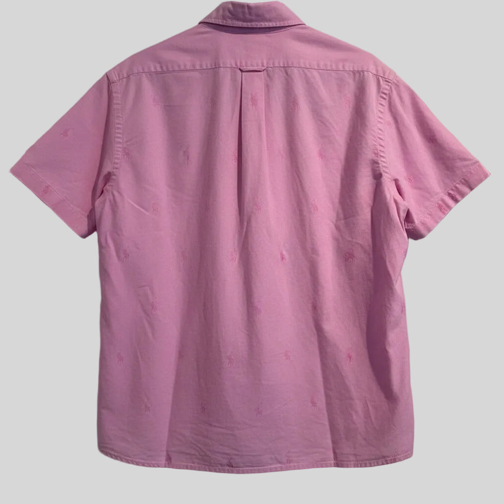 Camisa de botones Polo Ralph Lauren 🏇🏼 Oxford color rosado con diseño de logos en rosado Talla XL Entalle Regular