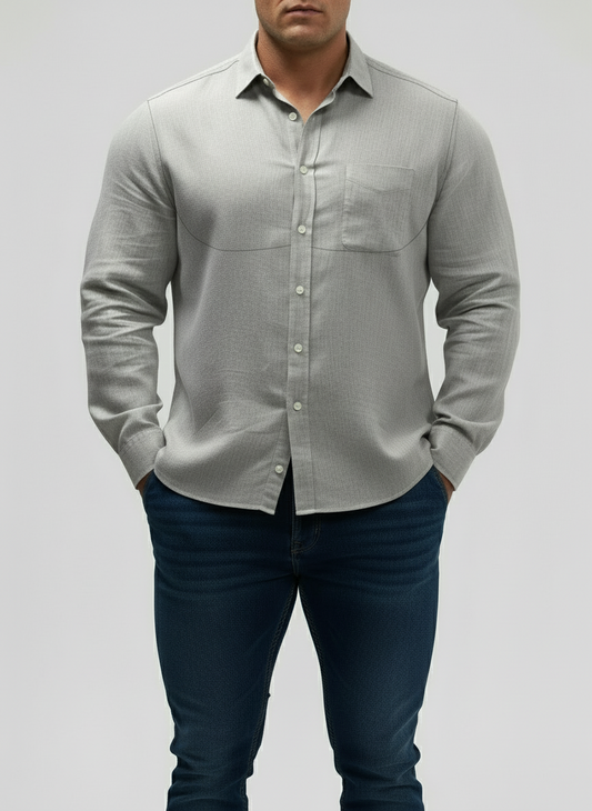 Camisa de botones Tommy Bahama 🌴 De lino en color gris claro Talla XXL Entalle Regular