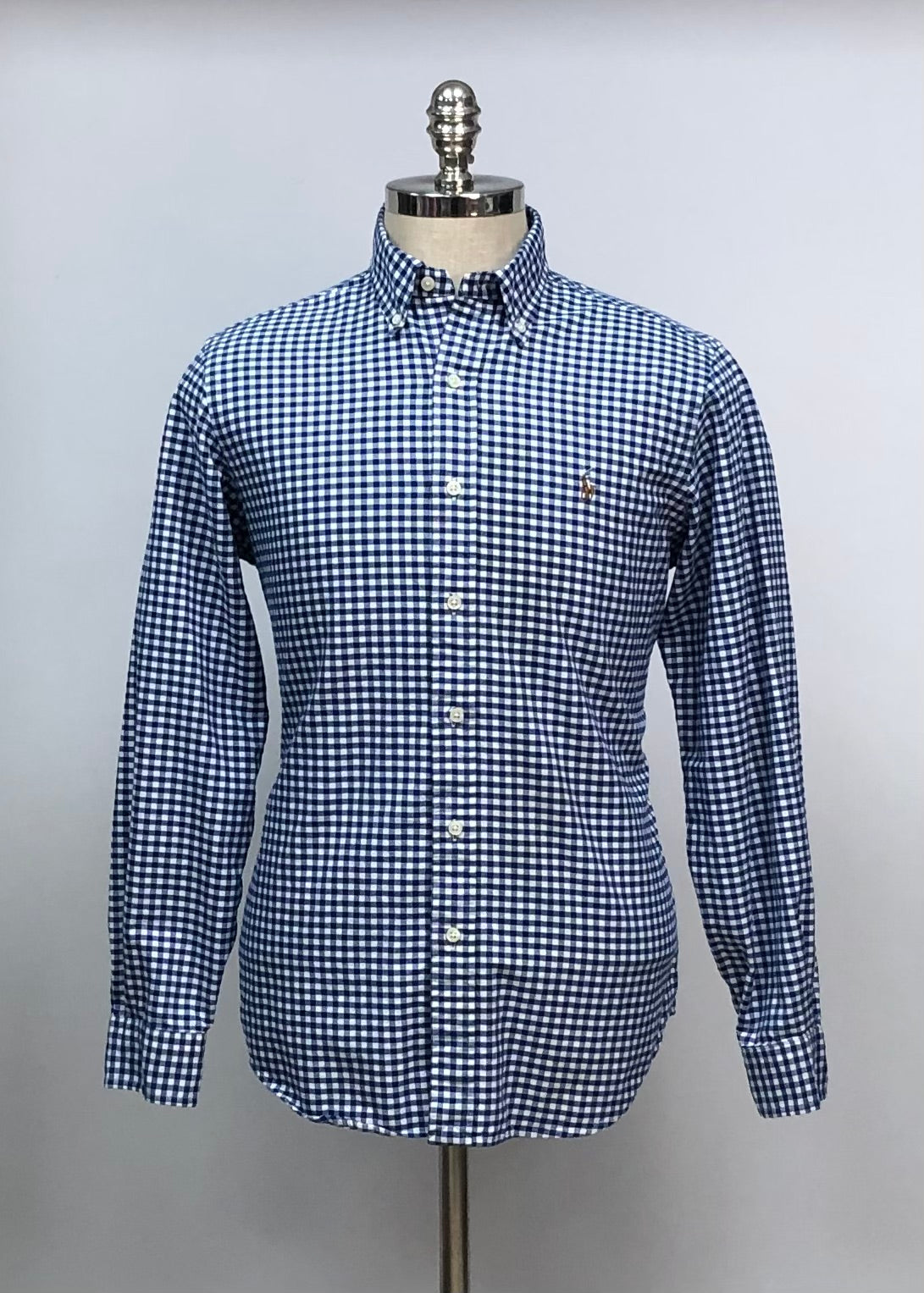 Camisa Polo Ralph Lauren 🏇🏼 con patron de cuadros gingham azul y blanco Talla M Entalle Clásico