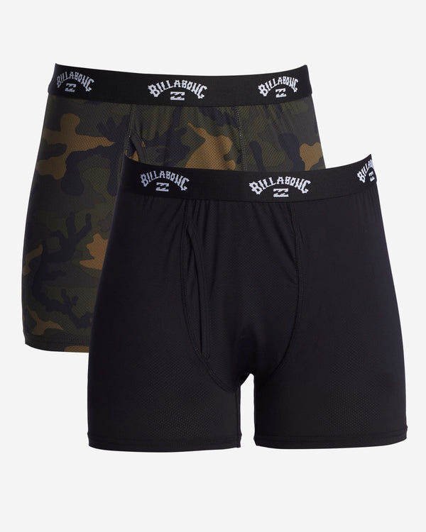 Combo de 3 Boxers Briefs Billabong 🏄🏽‍♂️ Tela de algodón stretch color Negro, verde oliva y diseño de camuflaje Talla M